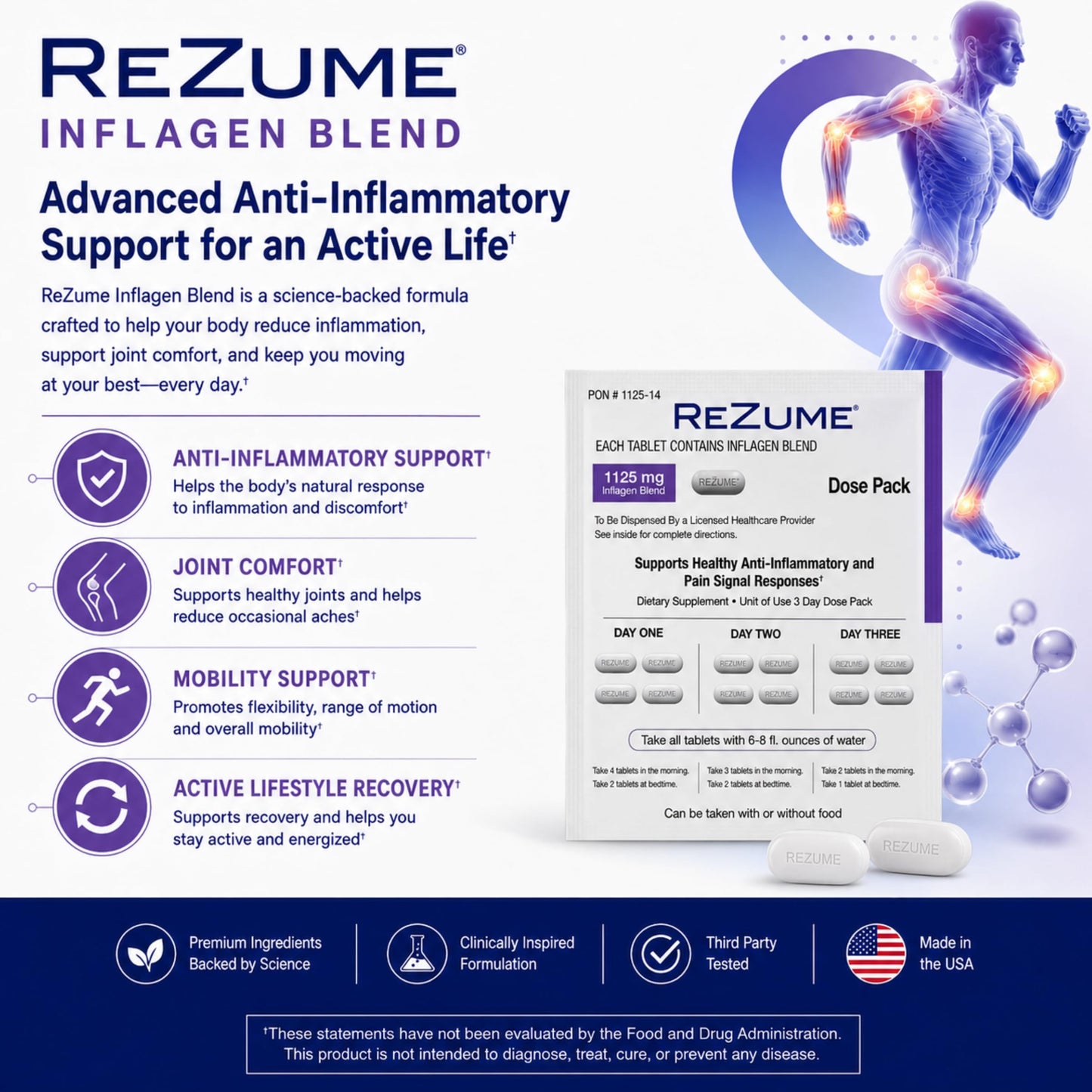 CryoDerm REZUME Full Spectrum Inflagan Blend Formula Tablet, 1 Count