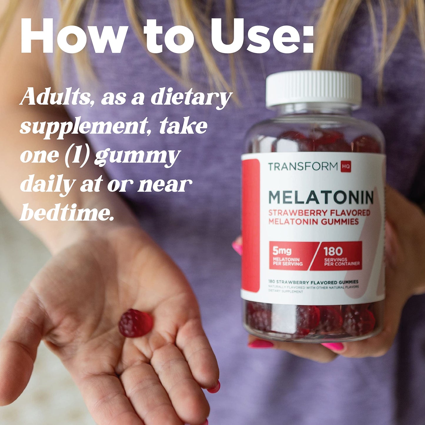 TransformHQ Melatonin (5mg) Gummies, 180 Count