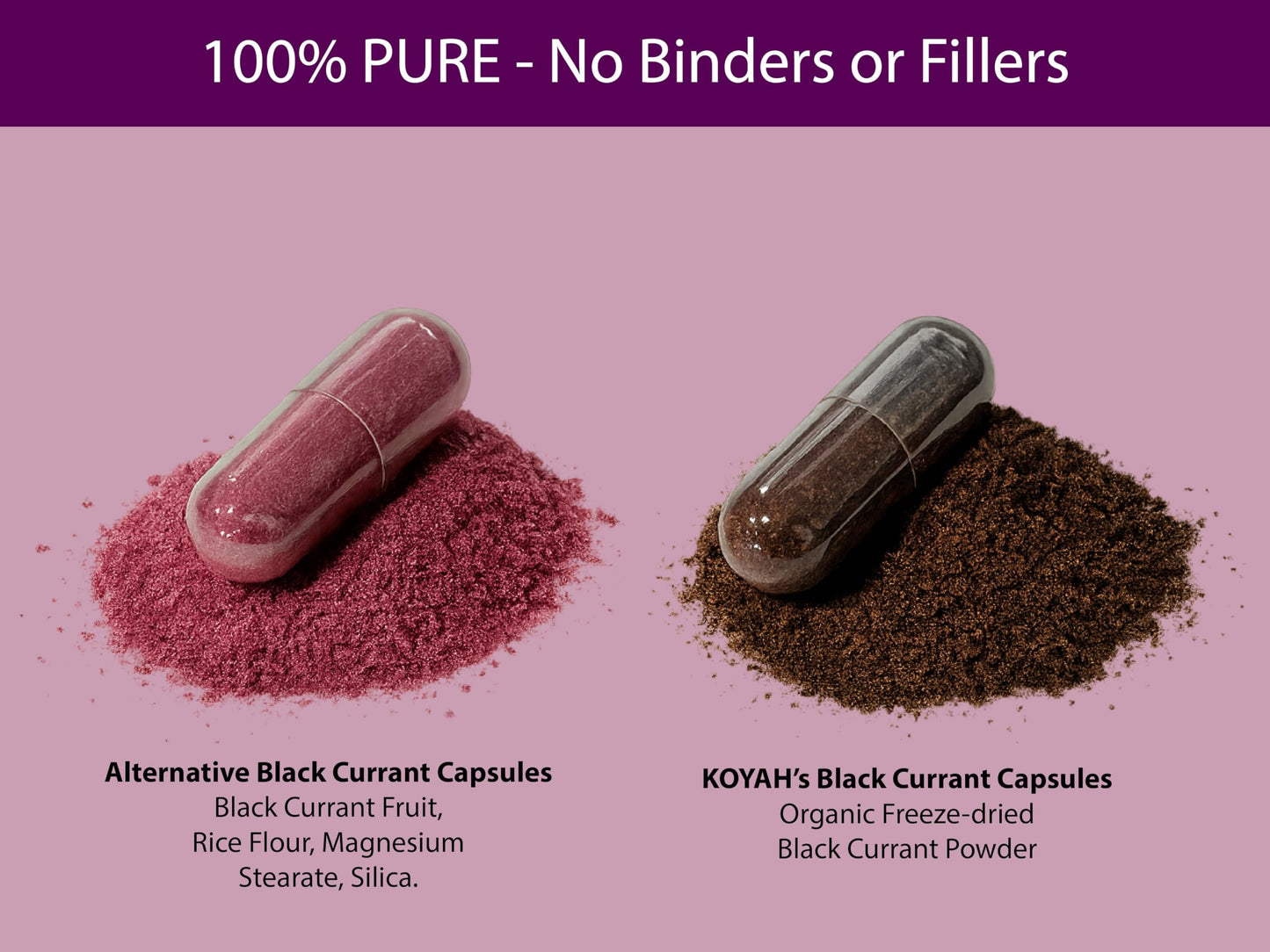 KOYAH Organic Black Currant Capsules, 600 mg per Capsule, 60 Capsules