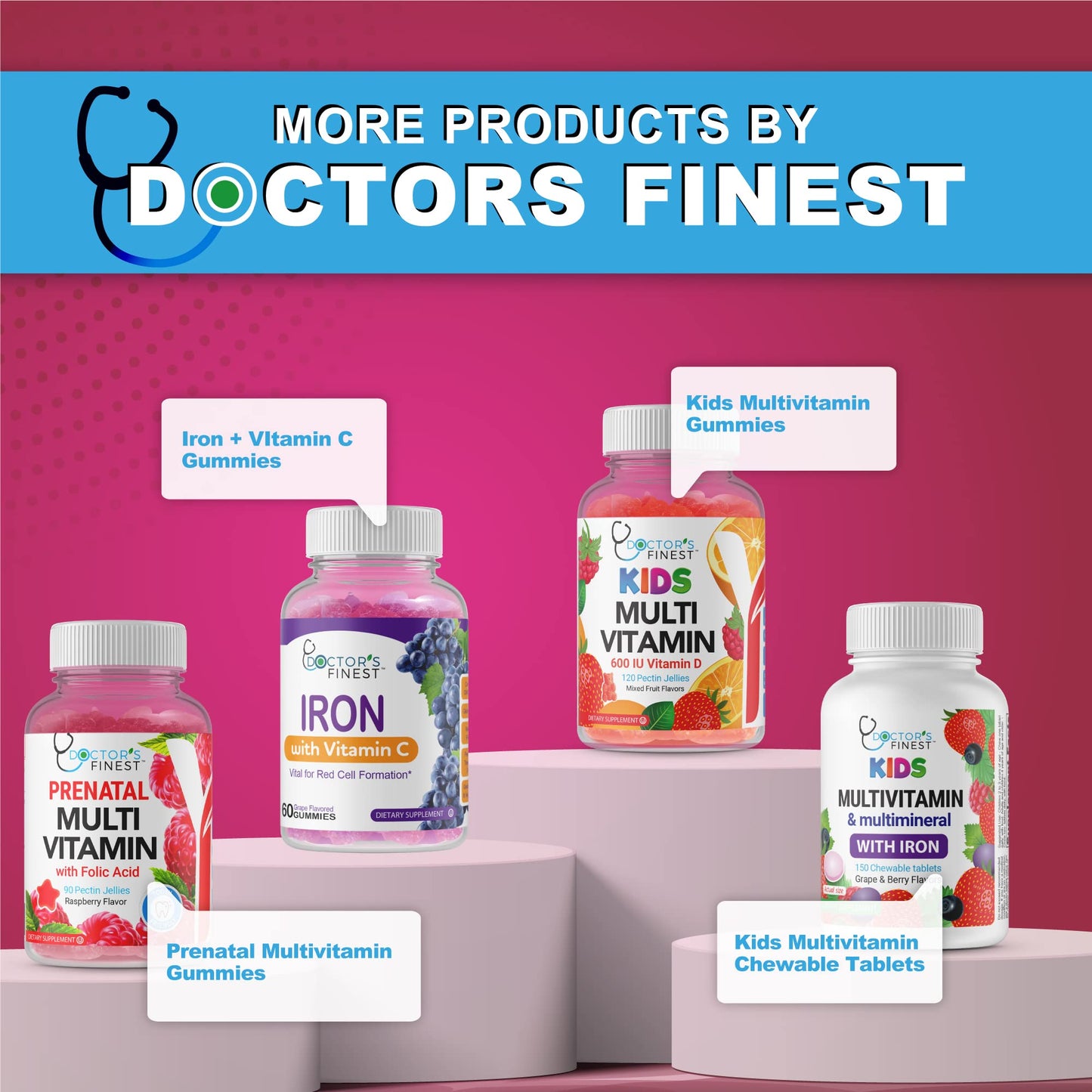 DOCTORS FINEST Collagen and Biotin 10000mcg Gummies, 90 Gummies
