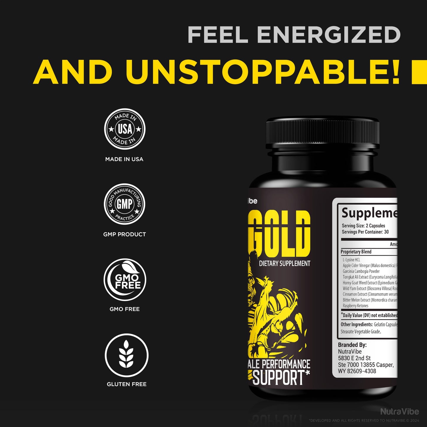NutraVibe Ultra Gold Pills for Men 120 Capsules
