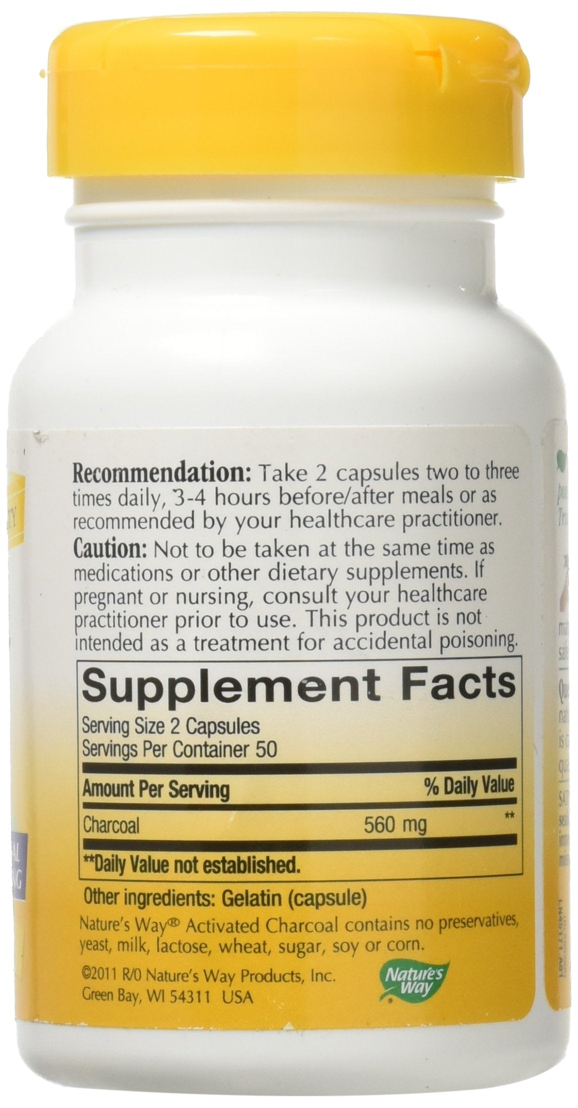 Nature's Way Activated Charcoal Capsules, 100