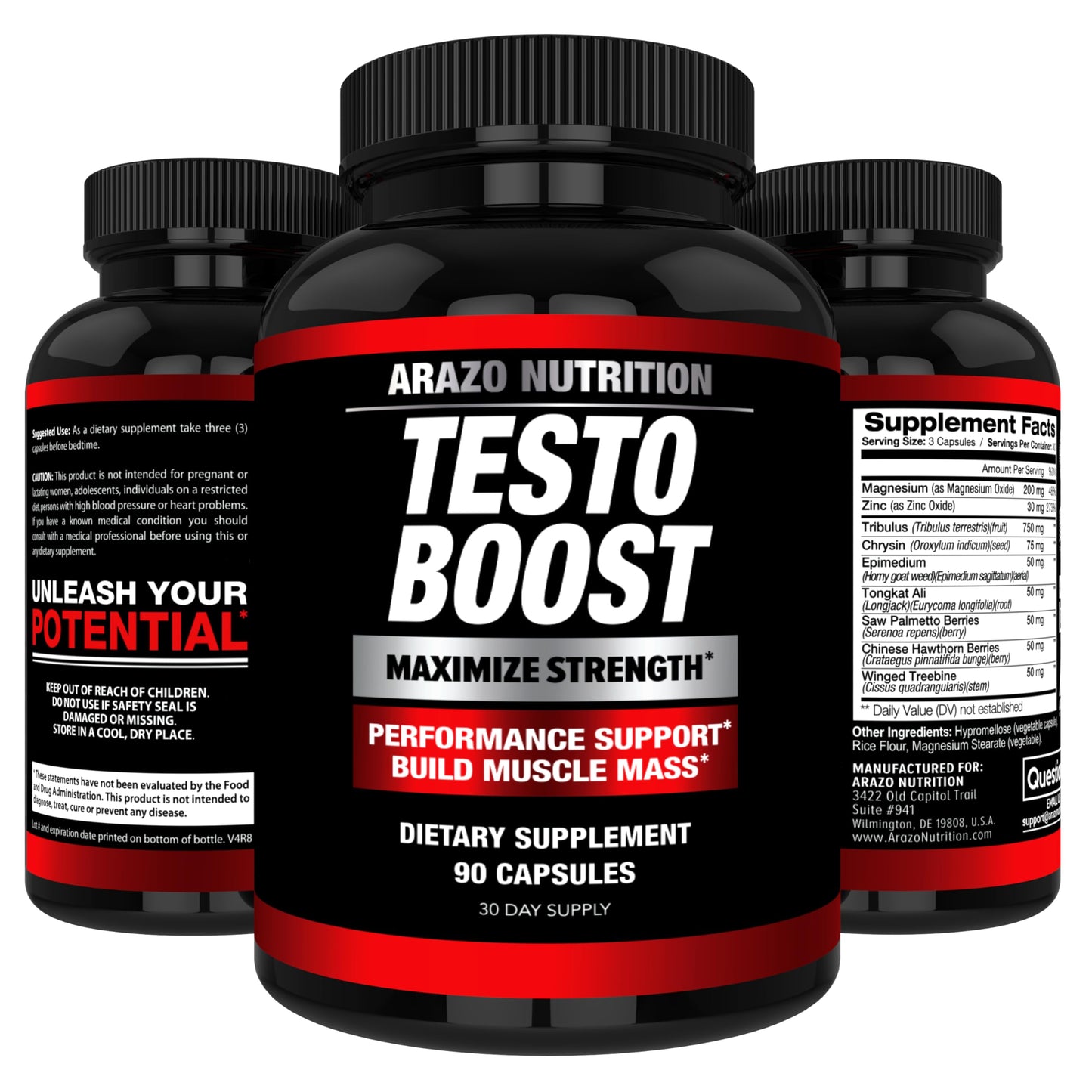 Arazo Nutrition TestoBoost Test Booster Supplement Capsule 90 Count