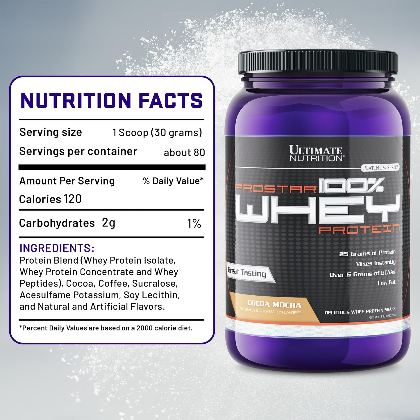 Ultimate Nutrition Prostar Whey Protein Isolate Powder Cocoa Mocha, 32 Servings