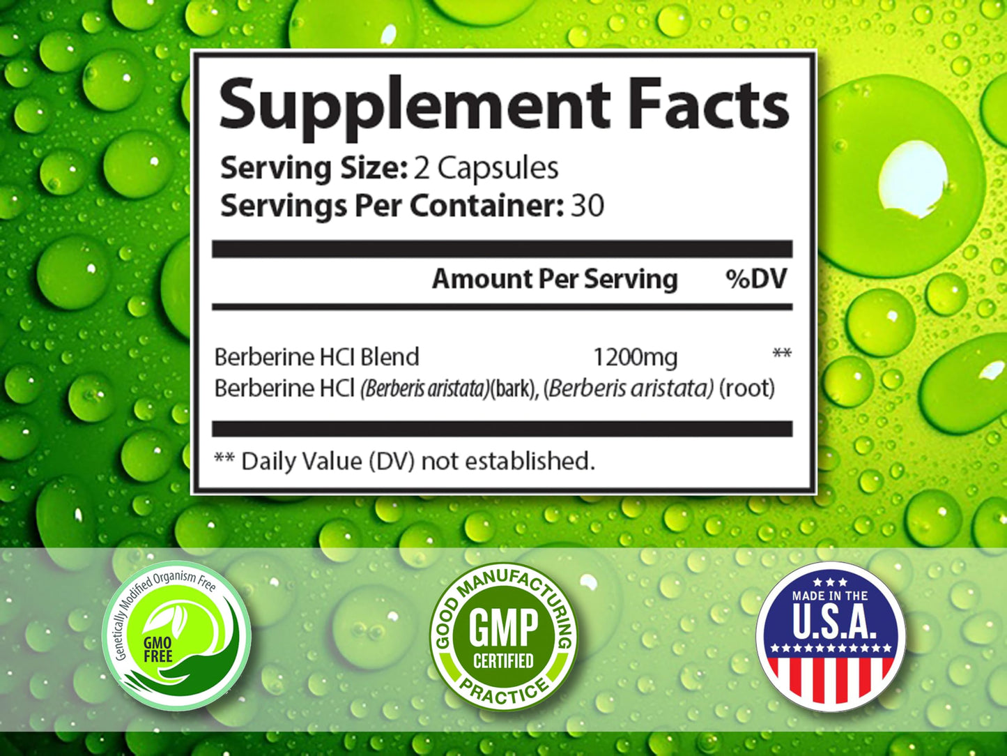 CRYSTAL PEAKS NUTRITION Berberine Supplement Ultra Premium Berberine HCL 1200mg Per Serving, Vegan, Gluten Free, Non-GMO, 60 Capsules