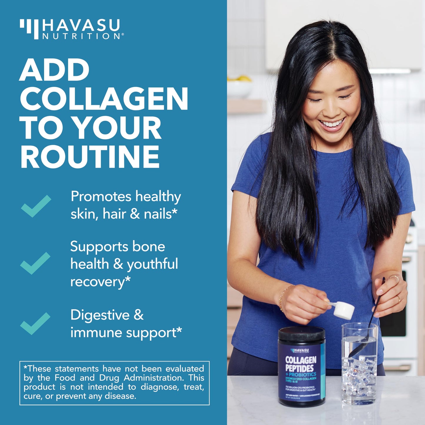 HAVASU NUTRITION Collagen Peptides with Probiotics Powder 7.4 oz