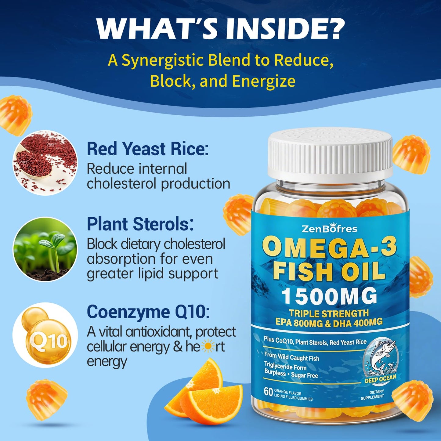 ZenBofres Omega 3 Fish Oil Gummies 120 Count