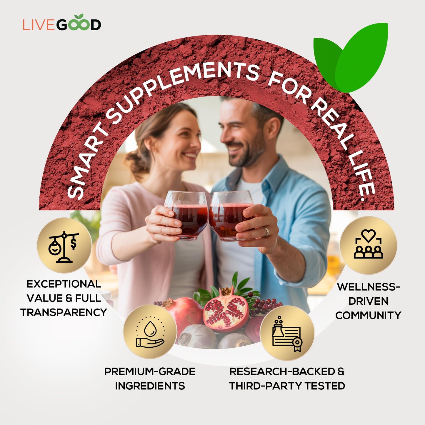 LIVEGOOD Super Reds Organic Superfood Powder 7.2 Ounce