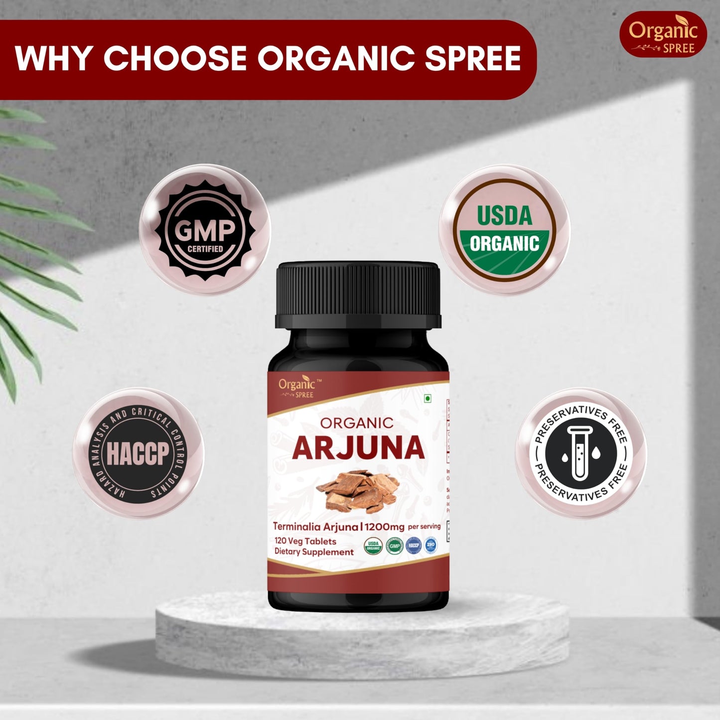 Organic Spree Arjuna Tablets, 120 Count