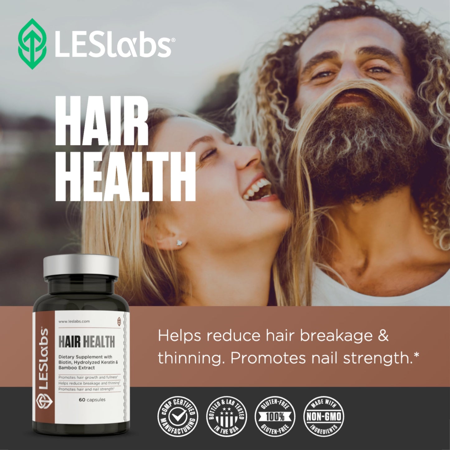 LES Labs Hair Health Hair Growth & Nails Supplement Capsule 60 Count