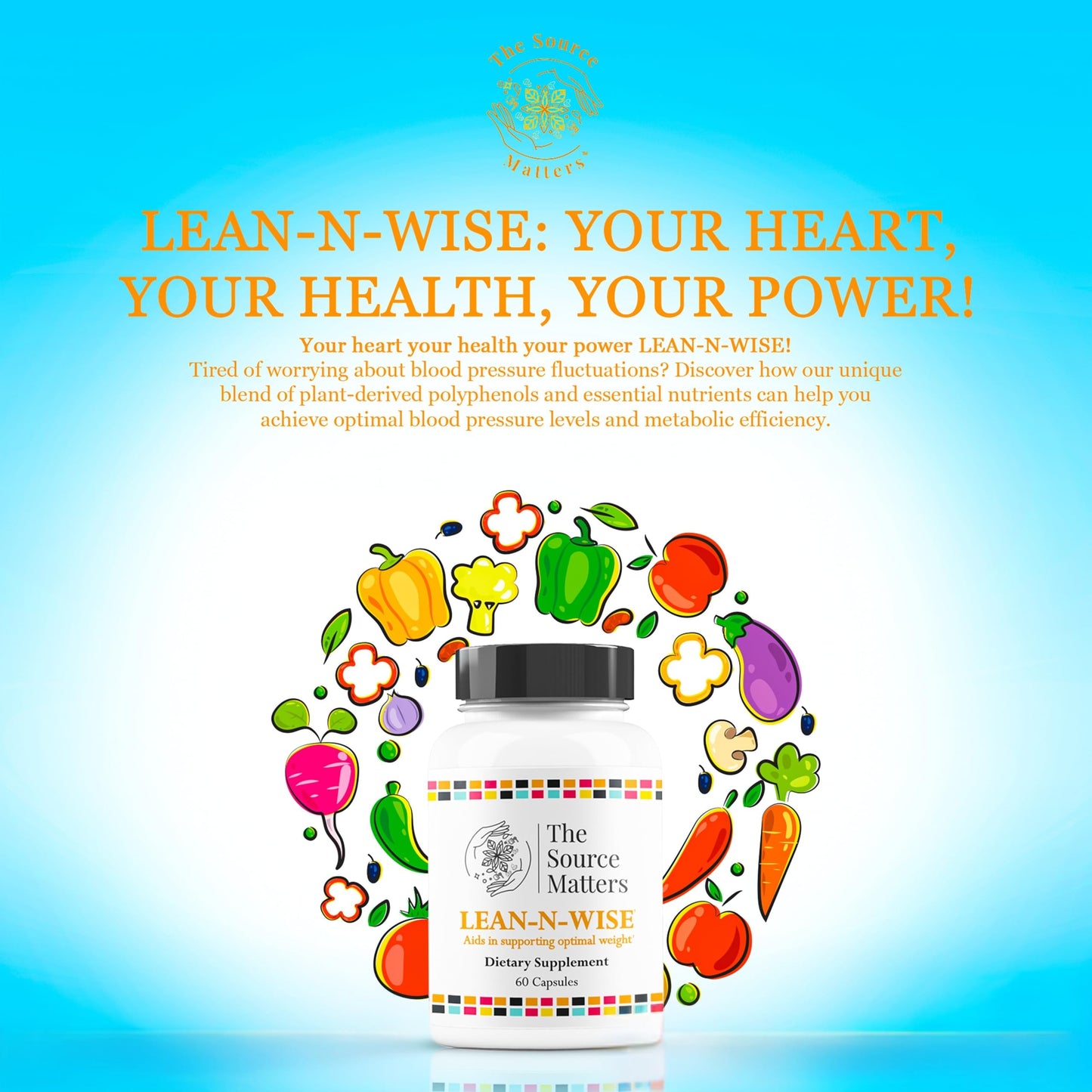 THE SOURCE MATTERS Lean-N-Wise Digestion & Energy Support with Green Coffee Bean, Hibiscus, Lemon Verbena & Magnesium Citrate | Plant-Based Formula for Daily Wellness, 60 Capsules