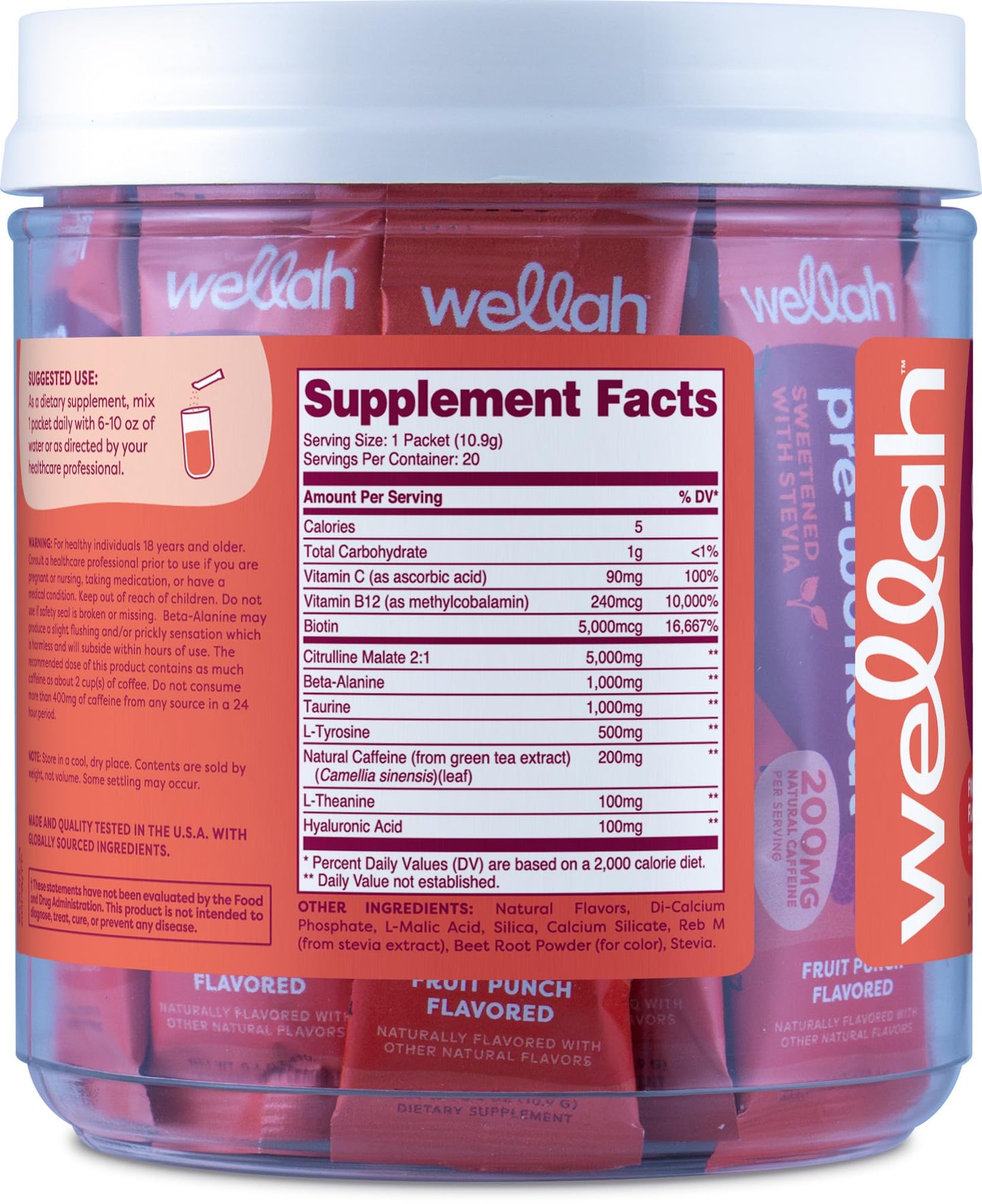 Wellah Get-Going Pre-Workout Stickpacks Powder 7.8 Ounce