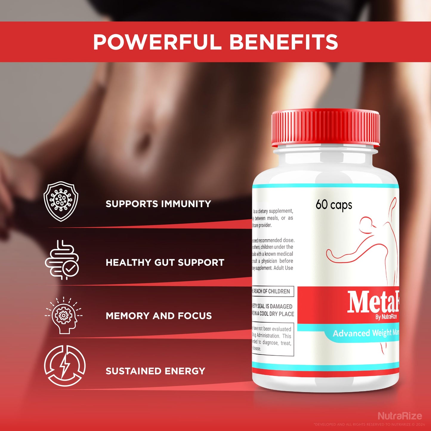NutraRize Metafix Capsules, Maximum Strength Formula for A Fit and Healthy Body, 120 Capsules