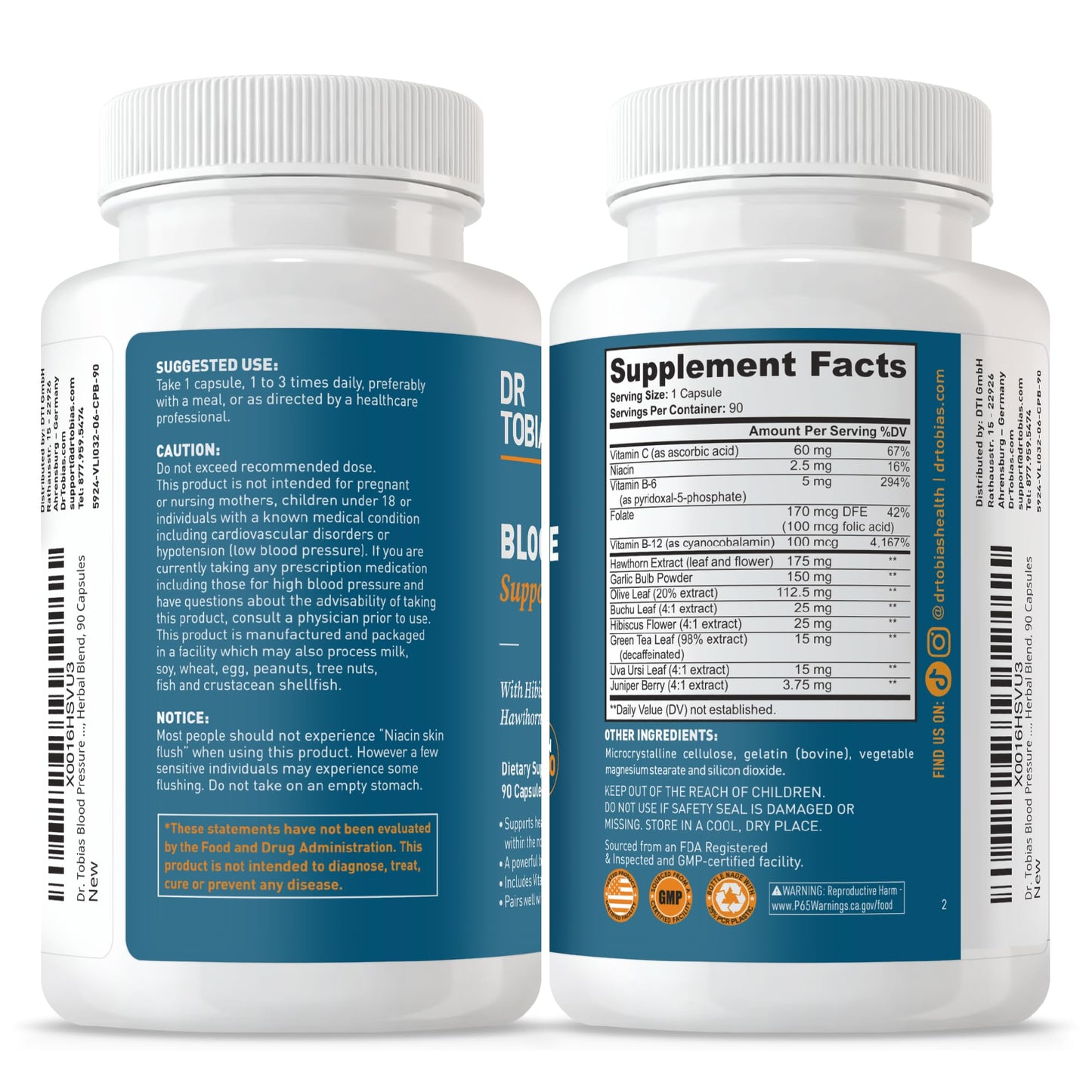 Dr. Tobias Blood Pressure Support Supplement Capsules 90
