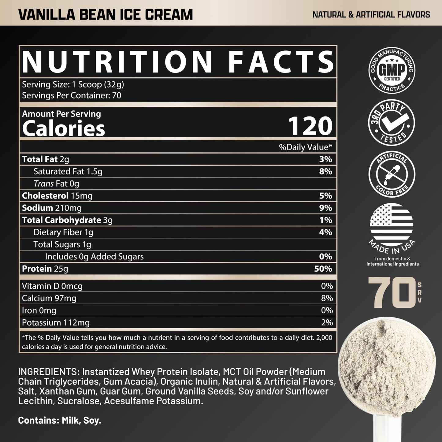 Nutrex Research IsoFit Whey Protein Isolate Powder, Vanilla Bean Ice Cream, 70 Servings