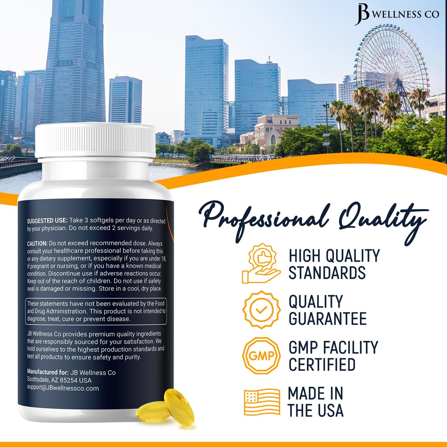 JB Wellness Co Triple Strength Omega-3 Fish Oil Capsules, 270 Count