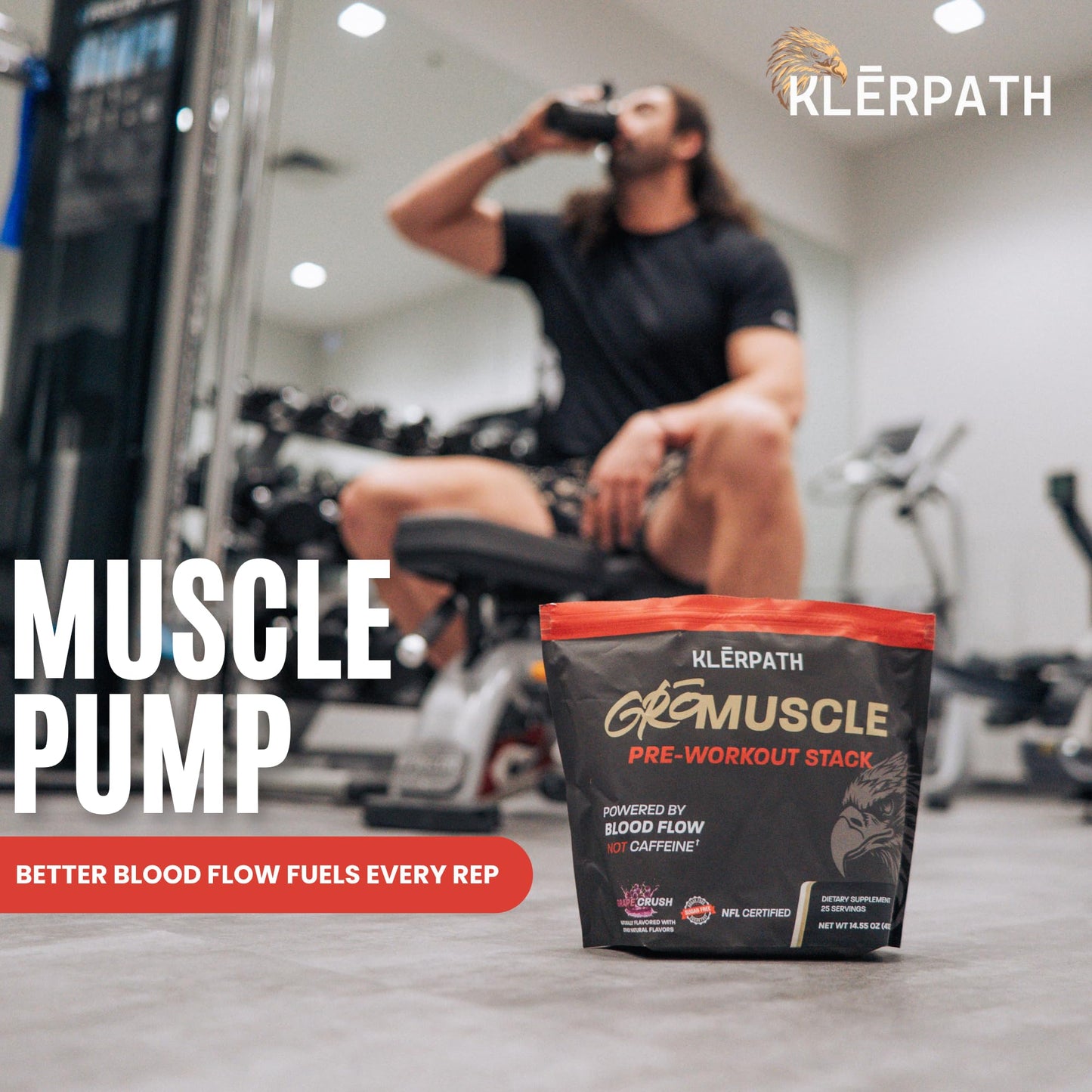 Klerpath GroMuscle Pre Workout Powder 14.55 Ounce