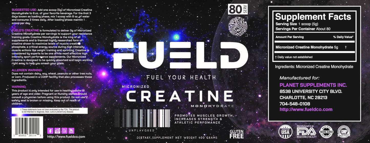FUELD Creatine Monohydrate Micronized Powder 14 Oz