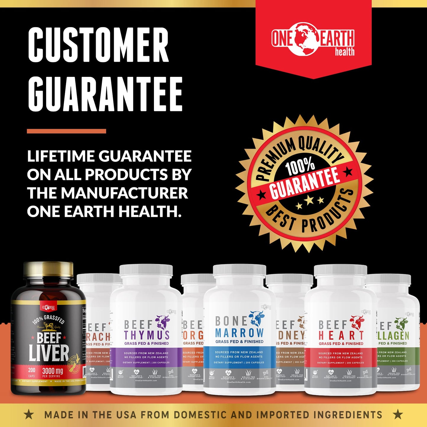 One Earth Health Grass Fed Beef Trachea Capsule, 200 Count