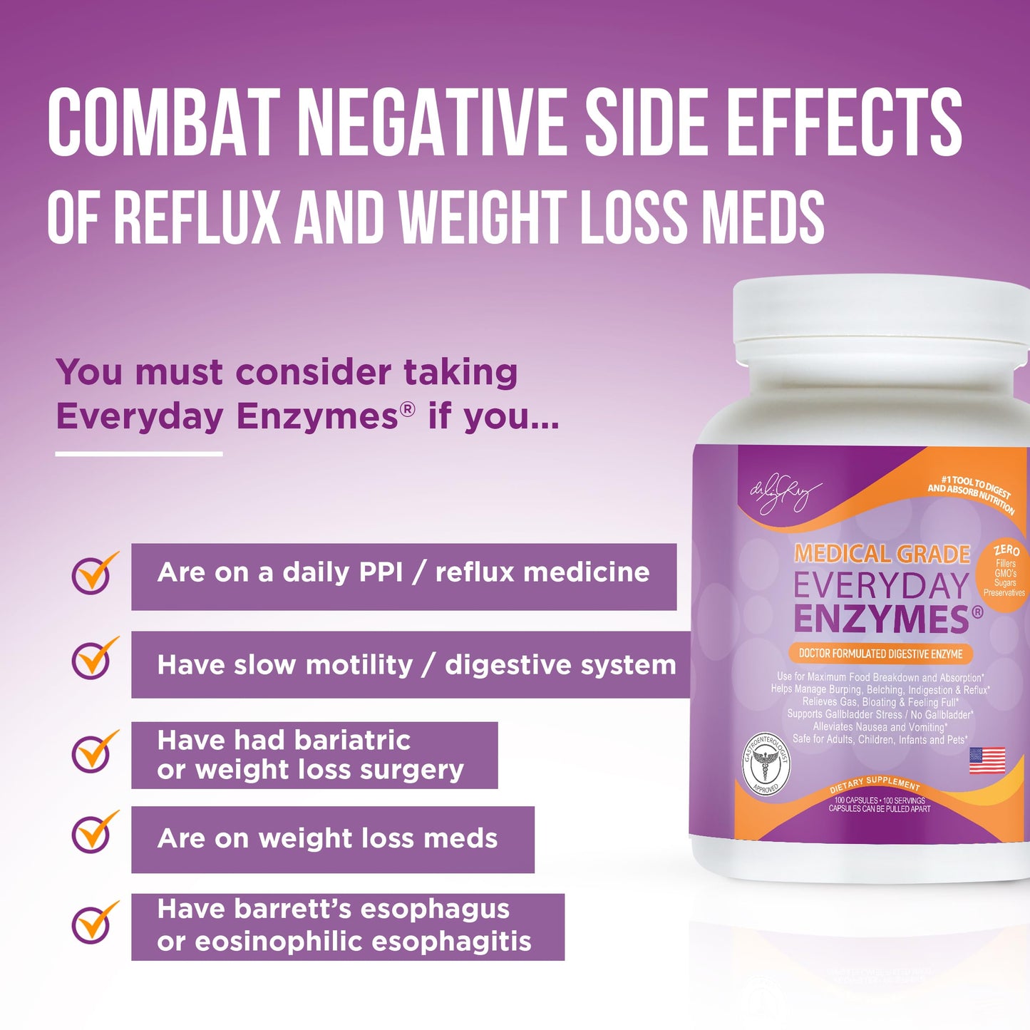 Dr. Liz Cruz Everyday ENZYMES Digestion Supplement Capsule, 100 Count