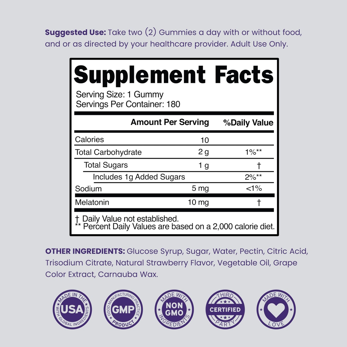 Dorado Nutrition Melatonin 10mg Gummy 180