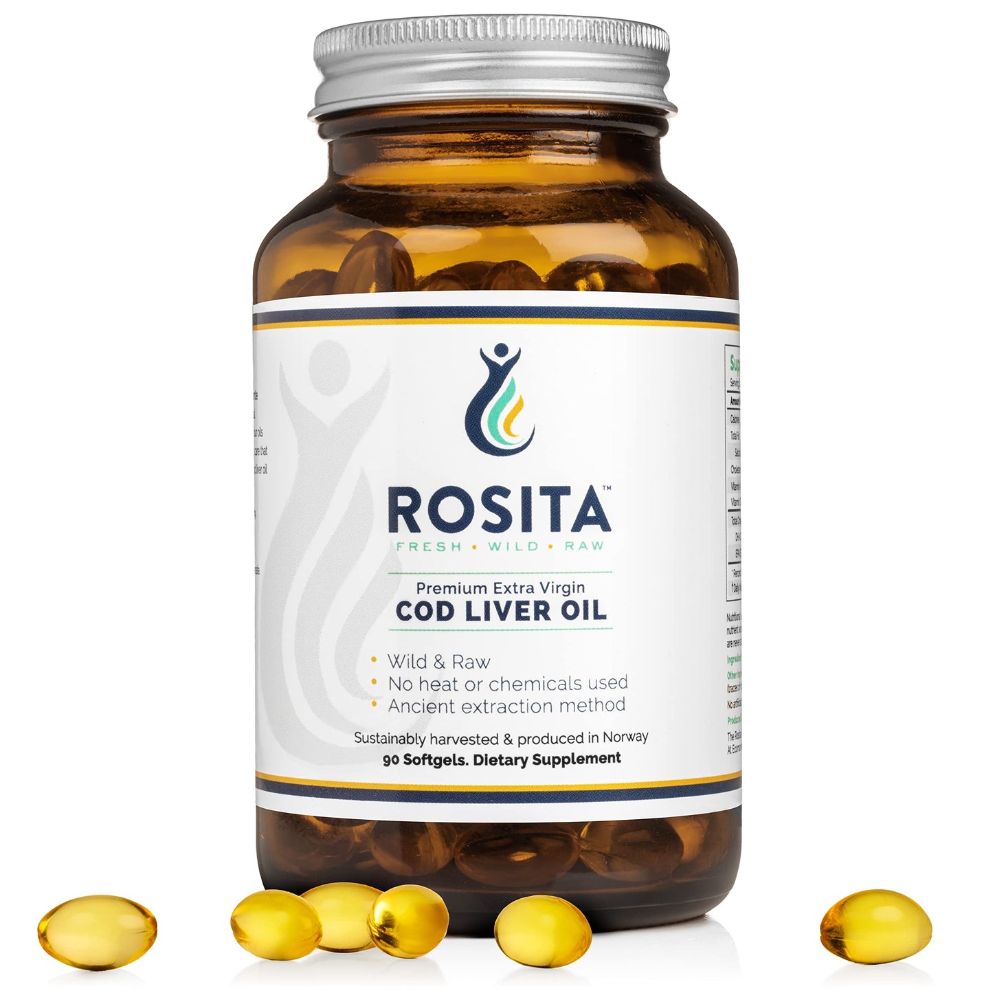 Rosita Real Foods Extra Virgin Cod Liver Oil Softgels 90