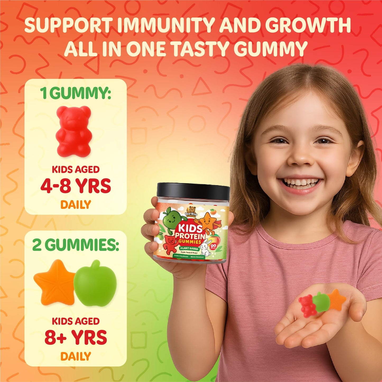 Bear Bites Gummies Plant Based Kids Protein Gummy 90 Count