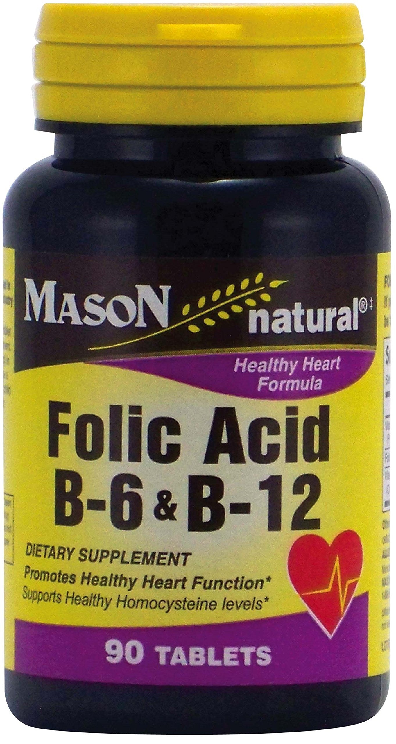 Mason Natural Folic Acid B-6 & B-12 Heart Health Formula, 360 Tablets