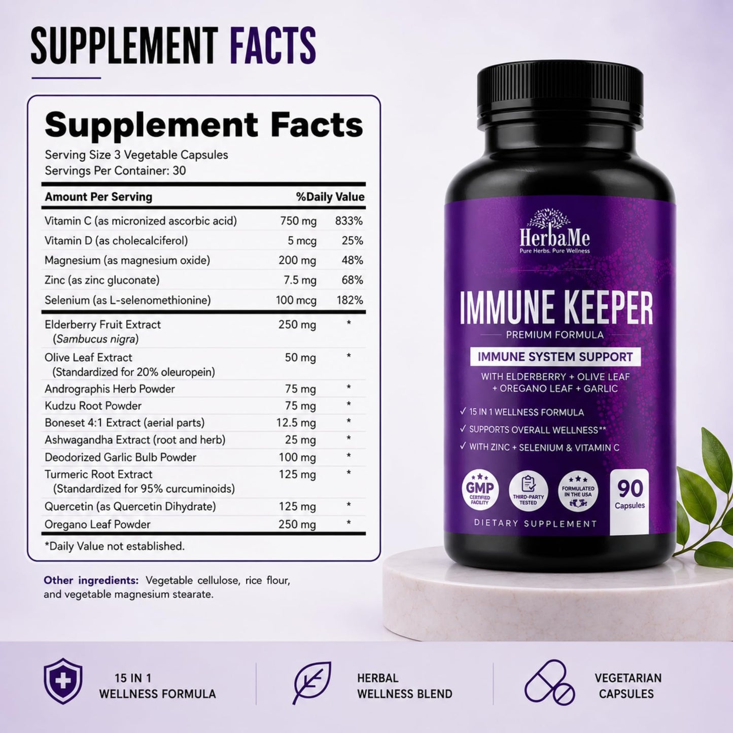 HerbaMe Immune Support Capsules 90