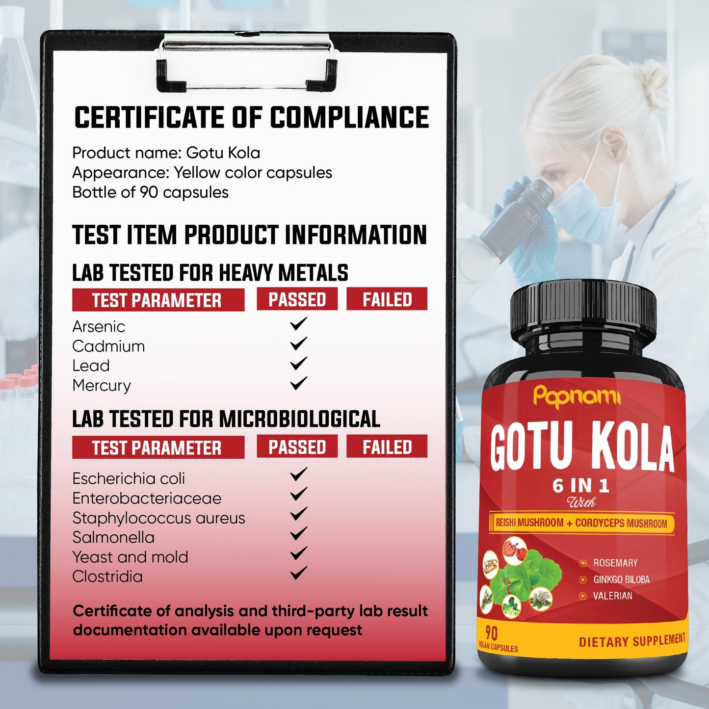 Papnami Organic Gotu Kola Extract Capsules, 90 Count
