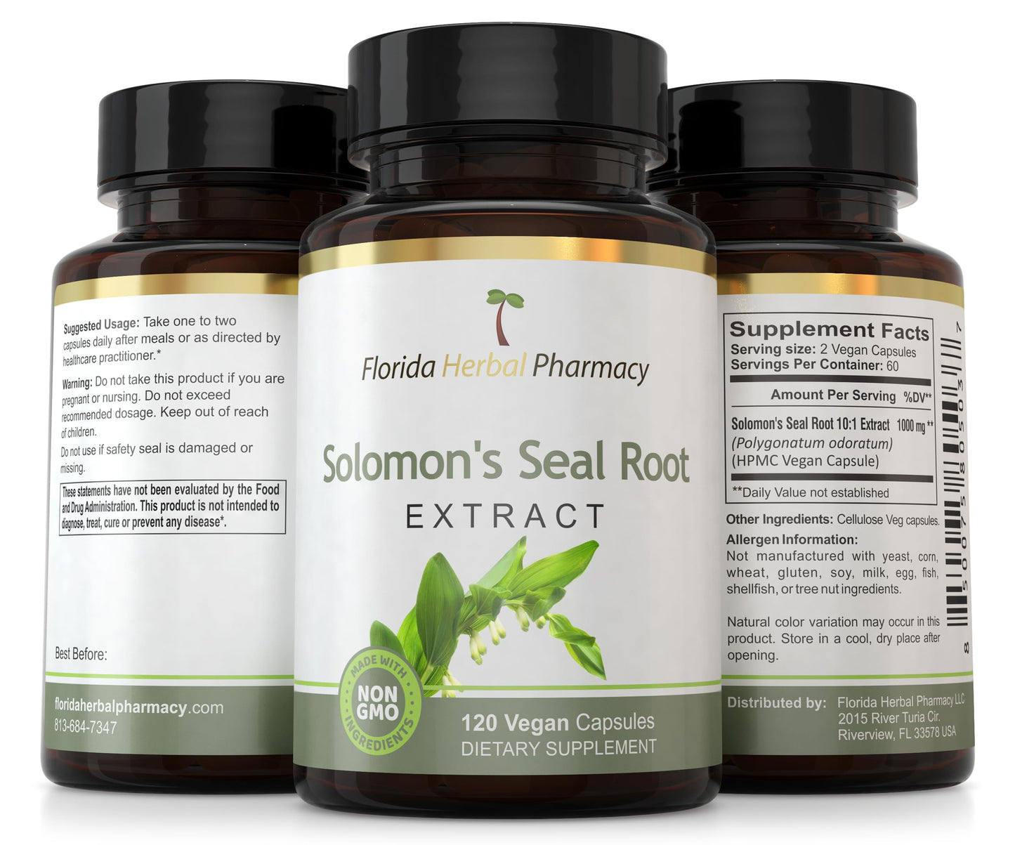 Florida Herbal Pharmacy Solomon's Seal Root Extract Supplement Capsules 120