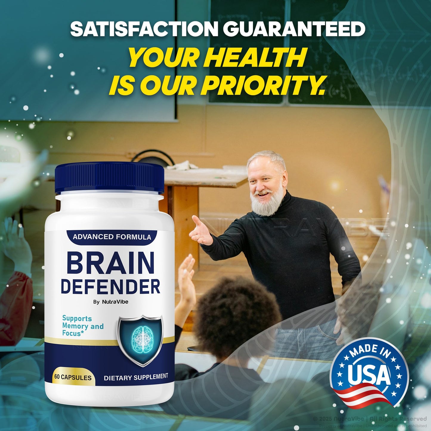 NutraVibe Brain Defender Brain and Memory Support Capsule 60 Count