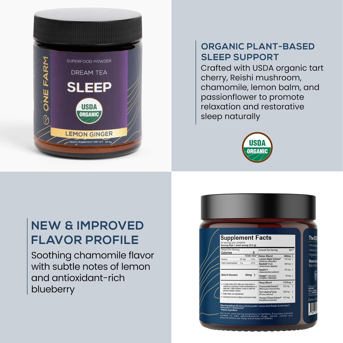 One Farm by WAAYB Dream Tea Sleep Powder, 3.17 Ounce