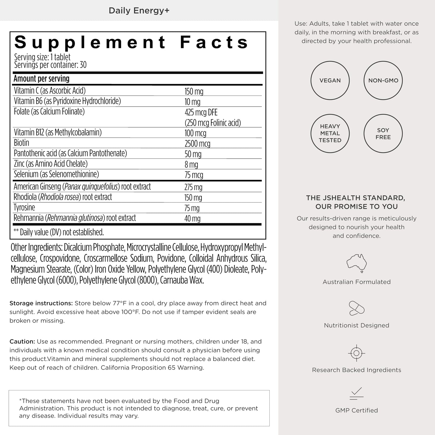 JSHealth Daily Energy Supplement Tablet 30 Tablets