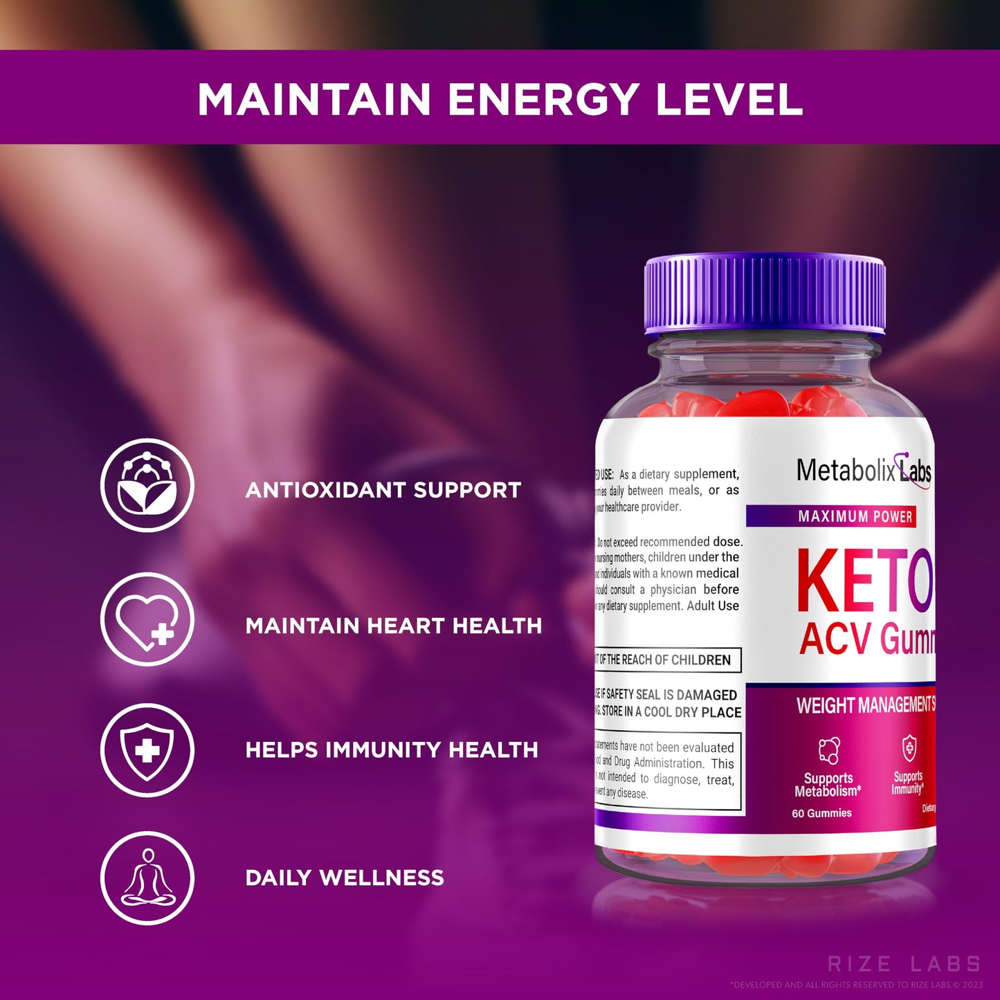 Rize Labs Keto ACV Gummies, 120 Gummies