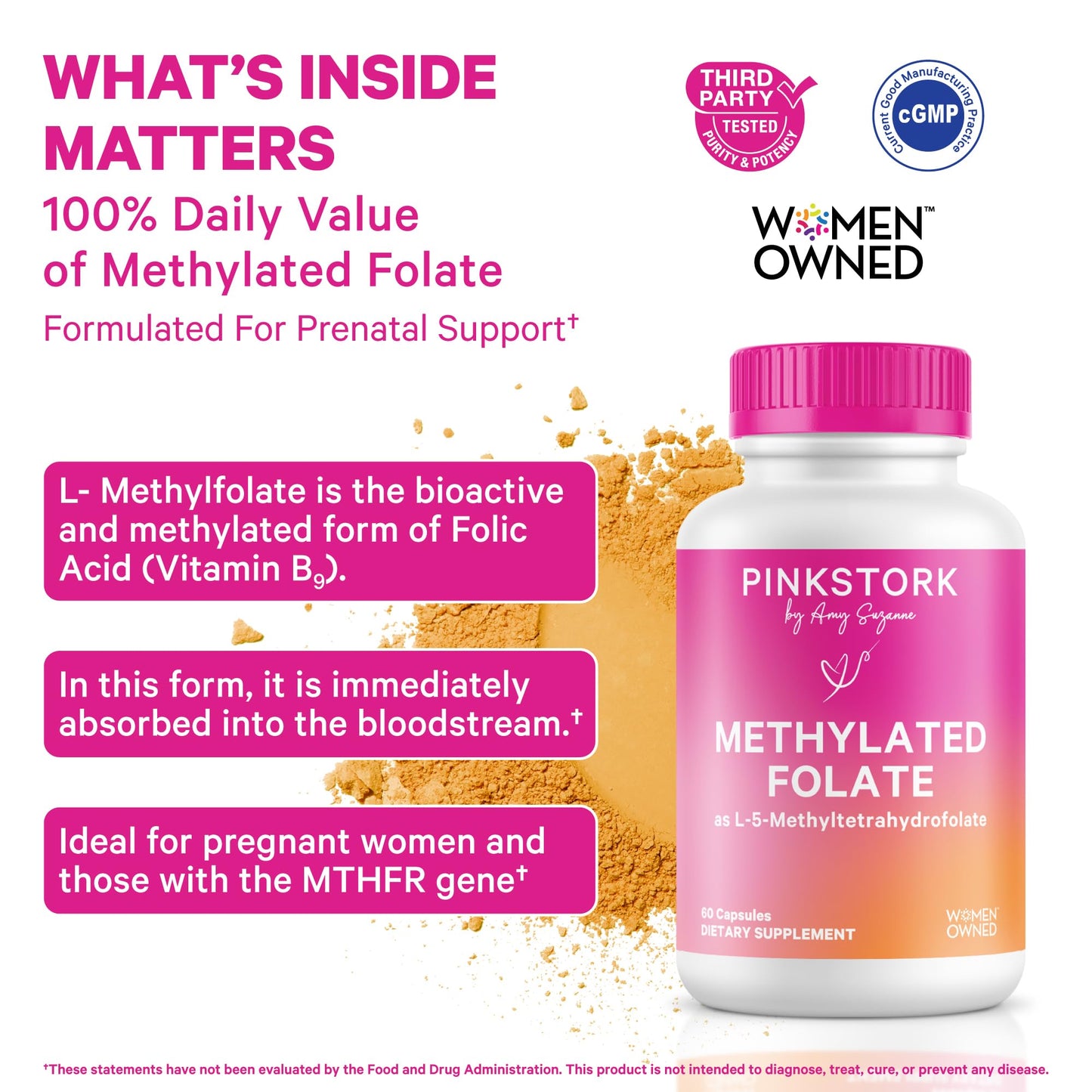 Pink Stork Total Prenatal Probiotic & Methyl Folate Capsules, 120 Capsules