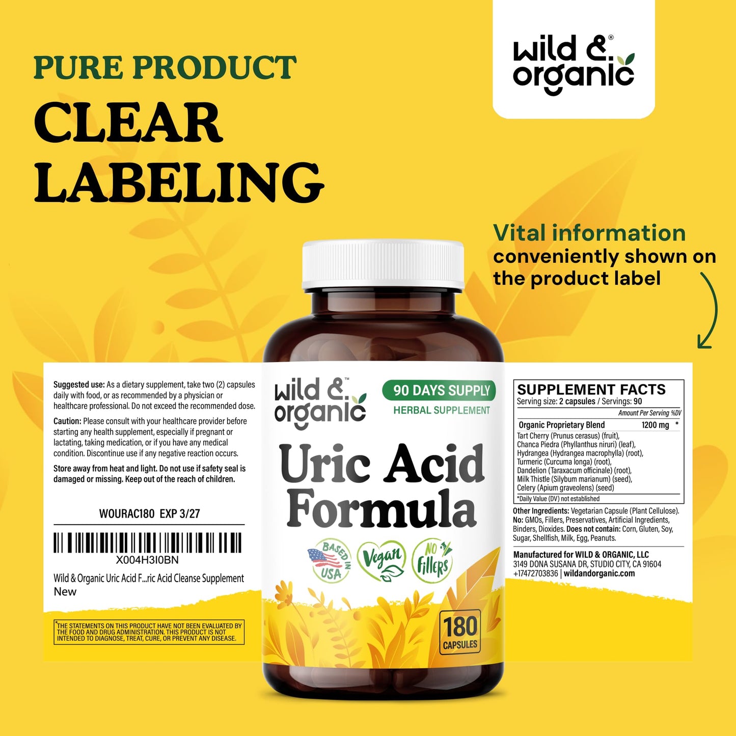 Wild & Organic Uric Acid Formula Capsules 180