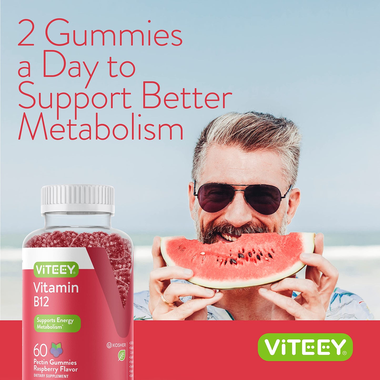 Viteey Vitamin B12 Gummies Pectin Gummy 60 Count