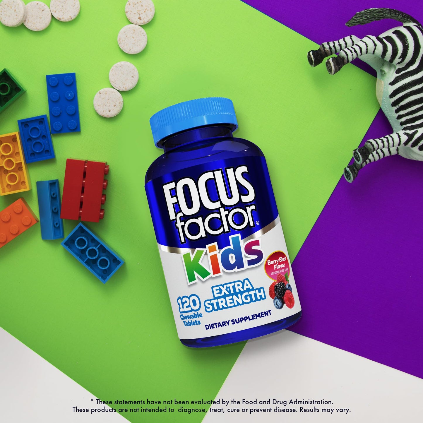 Focus Factor Kids Extra Strength Daily Chewable for Brain Health Support Tablets, 240 Tablets
