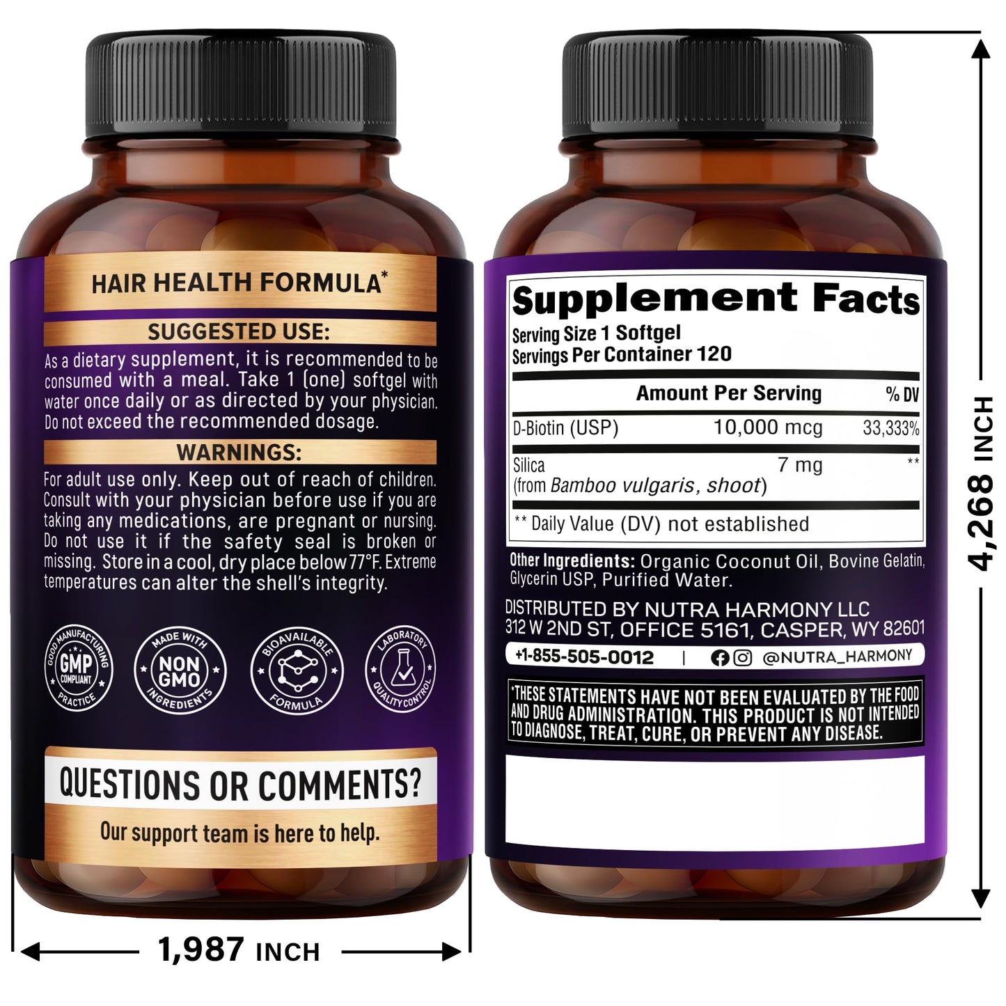 NUTRAHARMONY Multivitamins for Women & Biotin Softgels, 210 Count