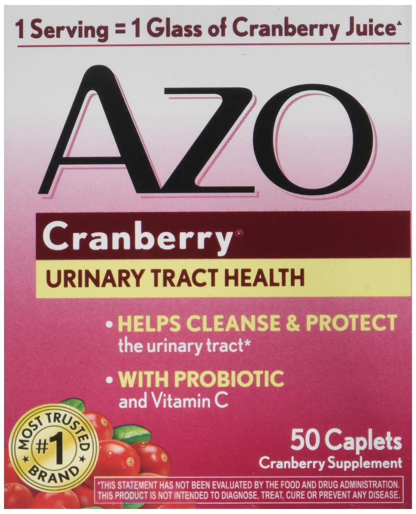 AZO Cranberry for Healthy Urinary Tract with Immune Boosting Probiotic & Vitamin C Tablets, 50 Count