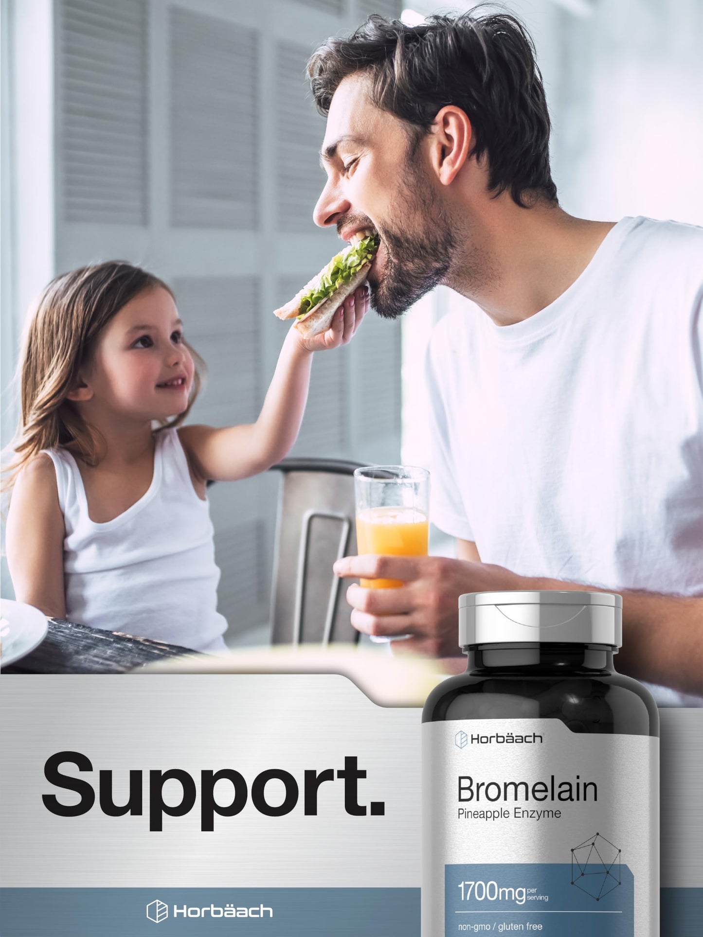 Horbäach Bromelain 1700 mg Capsule, 120 Count