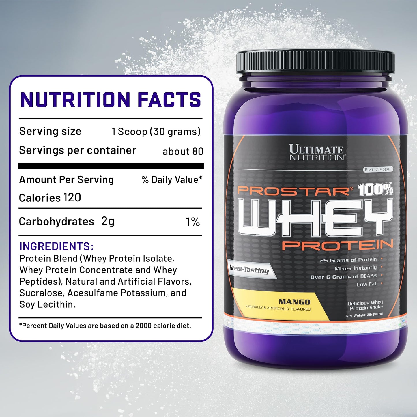 Ultimate Nutrition Prostar Whey Protein Isolate Powder Mango 32 Servings