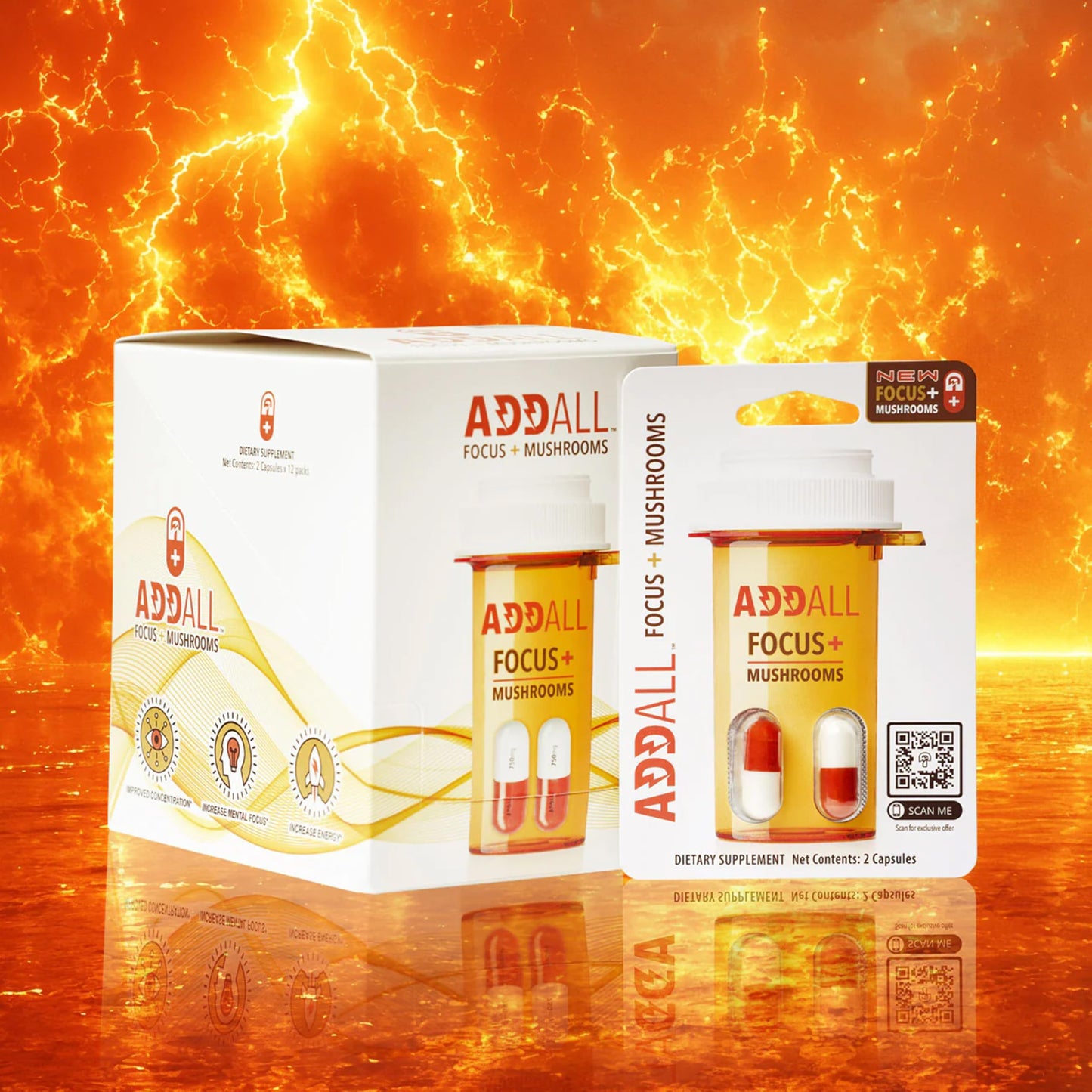 Addall Focus + Mushrooms Memory Supplement 24 Capsules