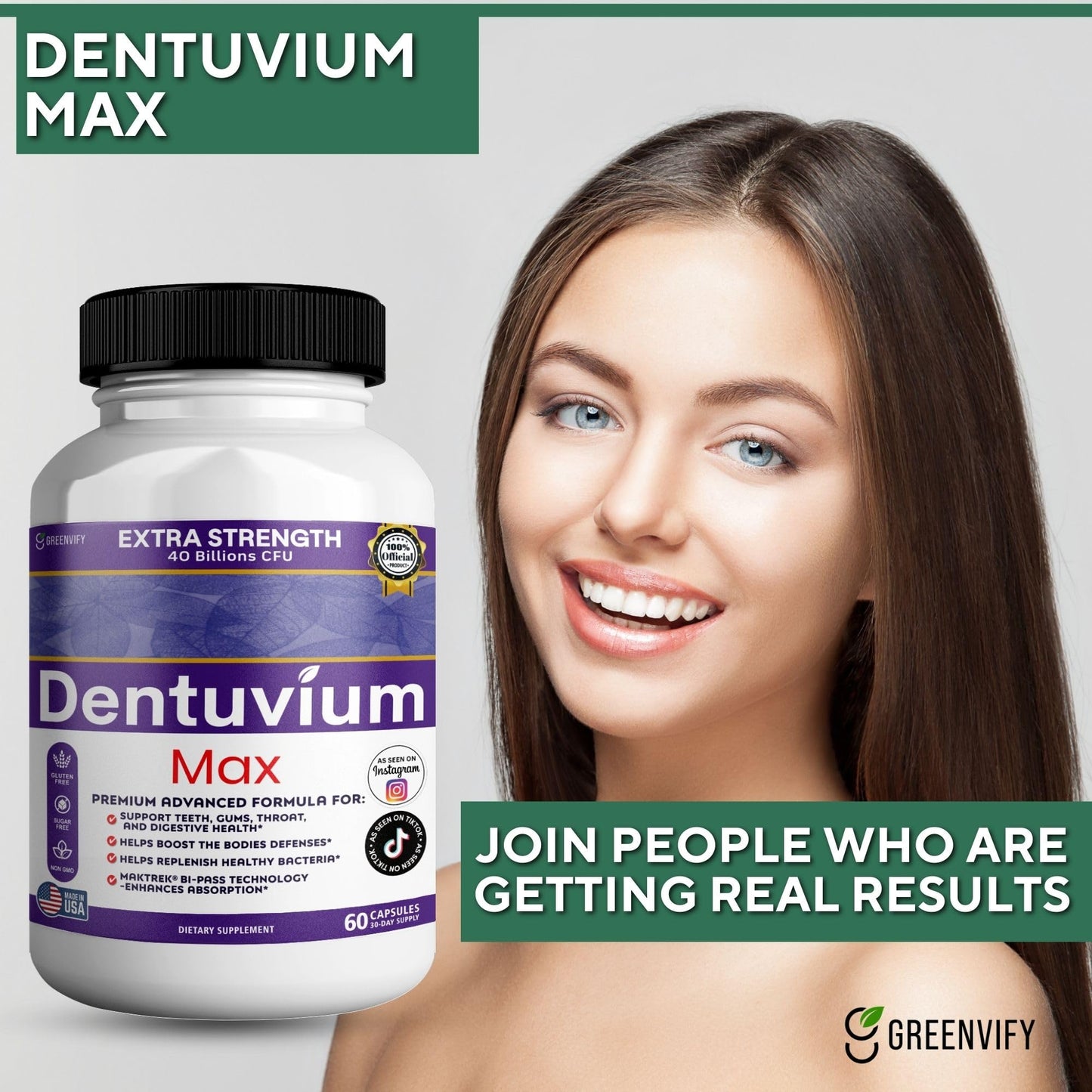 GREENVIFY Dentipure Max Probiotic Supplement, 300 Capsules