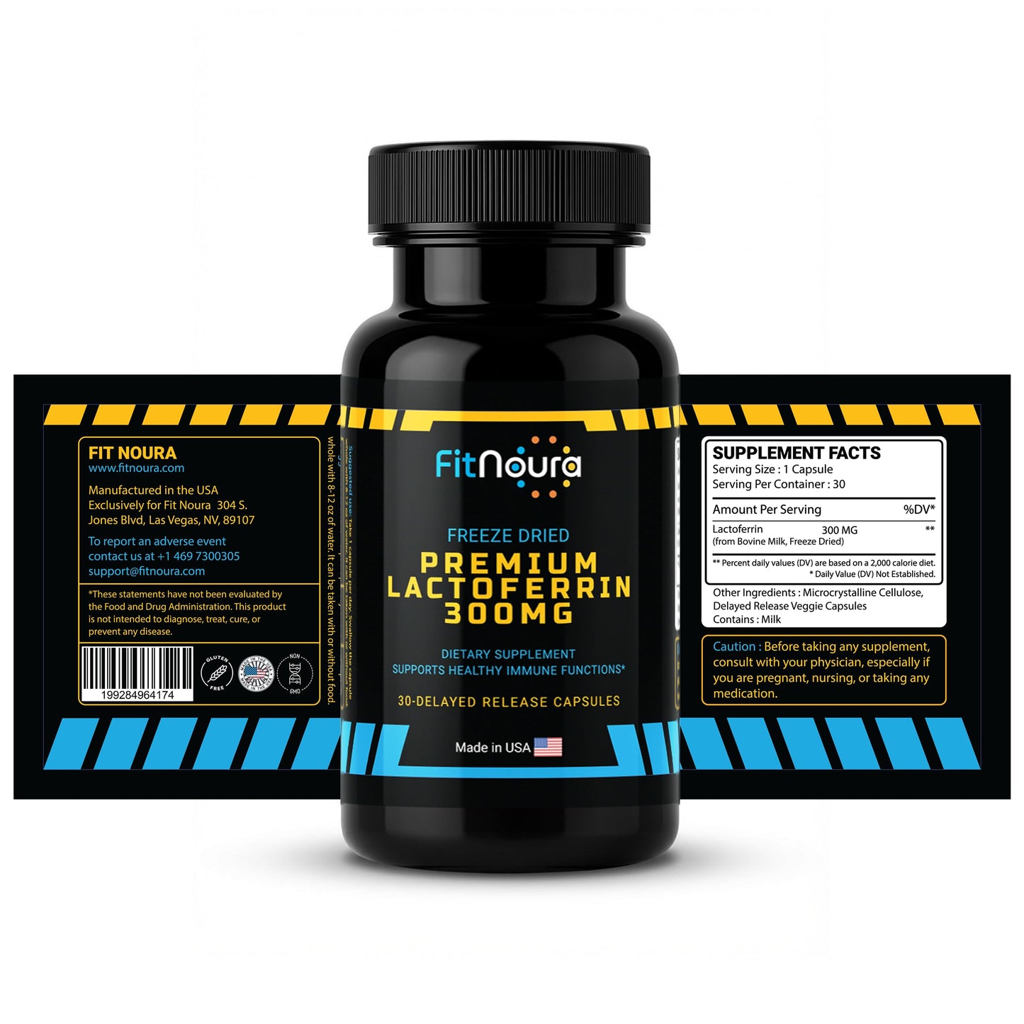 FitNoura Enteric Coated Lactoferrin Supplement - Delayed Release Capsule 30 Count