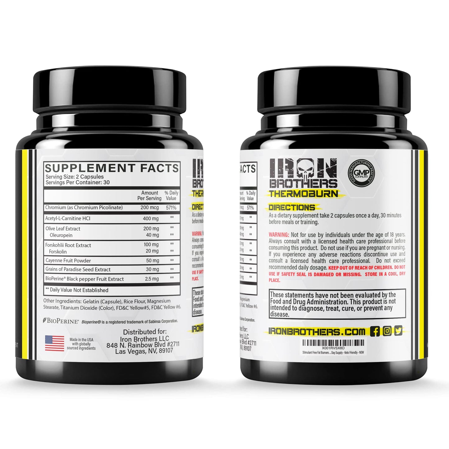 Iron Brothers Supplements Stimulant Free Fat Burner Capsules 60 Count