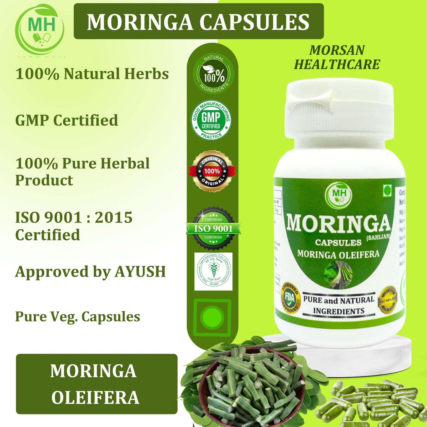 Morsan Healthcare Organic Moringa Capsules 120 Capsules