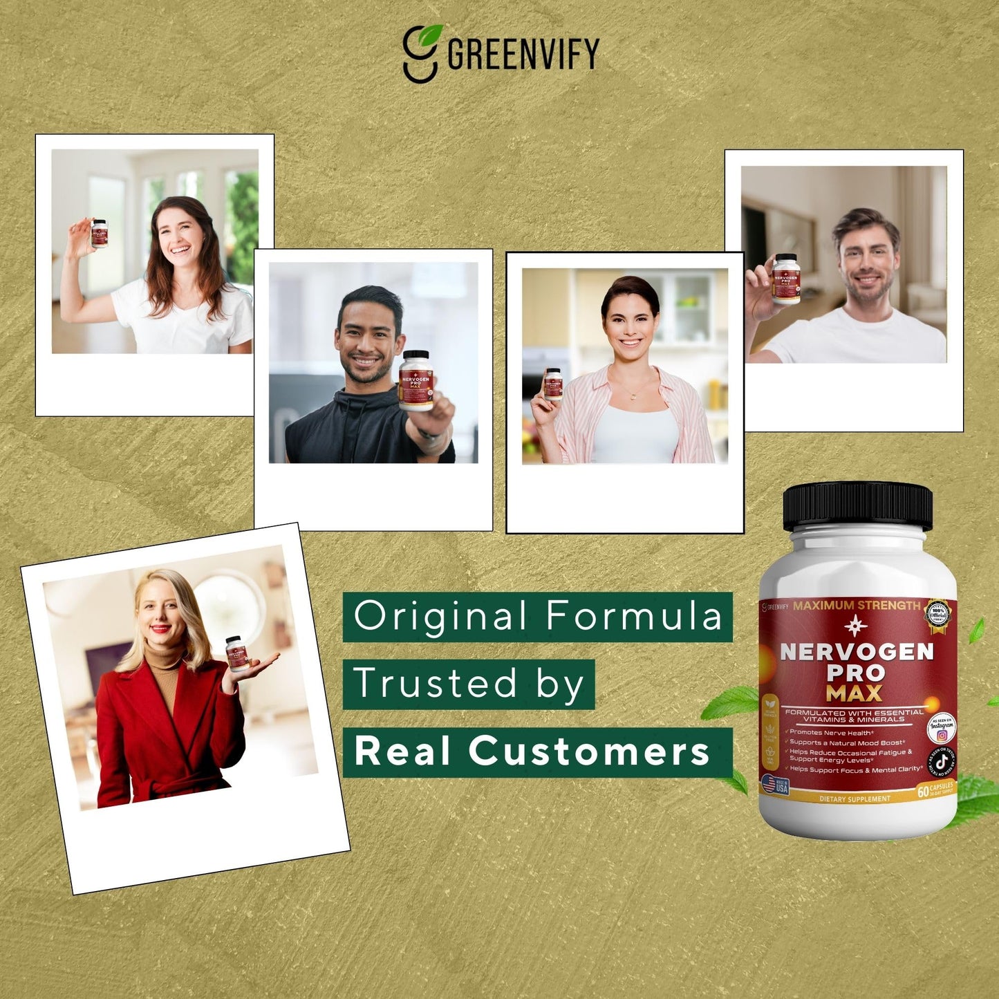 GREENVIFY Nervogen Pro Max Nerve Health Support Supplement with B Vitamins 120 Capsules