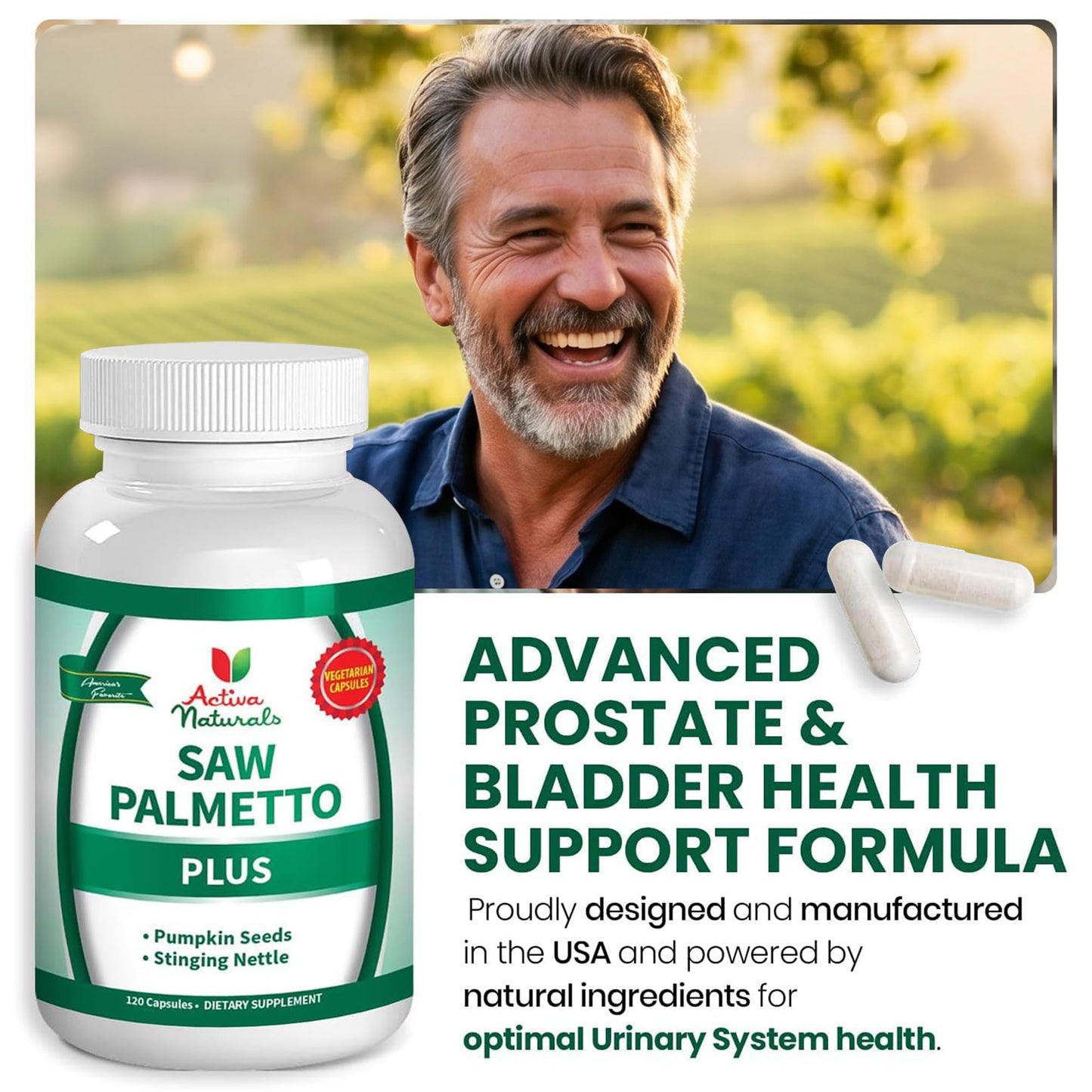 Activa Naturals Saw Palmetto for Men Prostate Health Supplements Capsules 120 Count